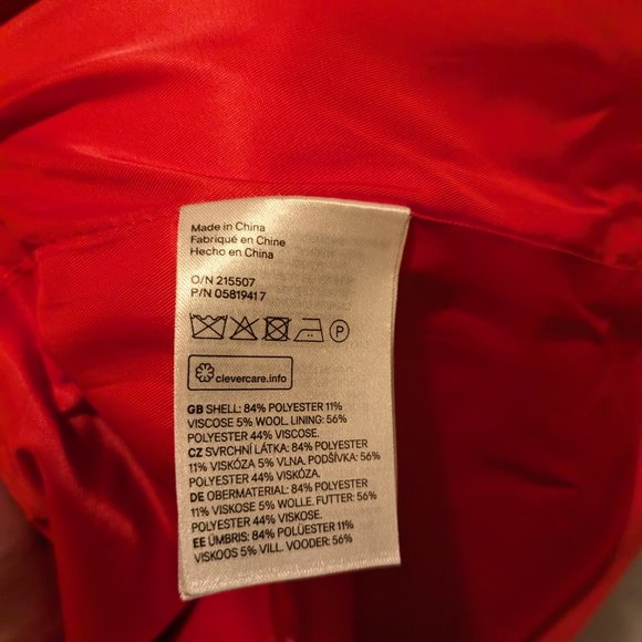 H&M Red Orange Coat / Jacket Size 2 - Picture 5 of 6
